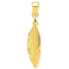 Feather Pendant 9ct Gold  375 9ct Gold Solid Feather Pendant 9ct Gold Feather