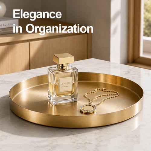 Gold round serving tray - serving,