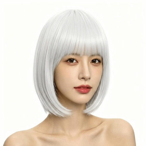 Short bob wig with - short, bangs