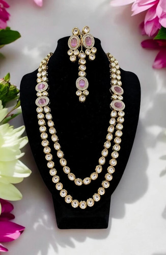 Blush gold kundan necklace - blush,