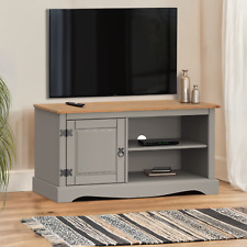 Corona TV Unit 1 Door Media Unit Grey Wax Solid Pine by Mercers Furniture®