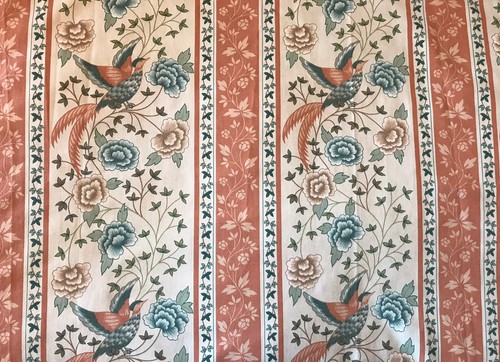 Coral teal bird cotton - &,