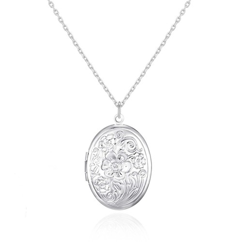 Silver plated oval locket - plated,