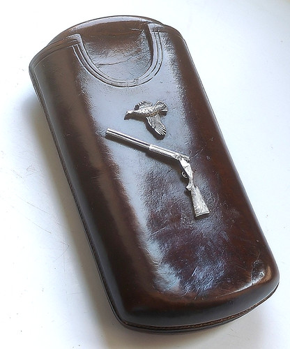Antique leather cigar case - cigar,