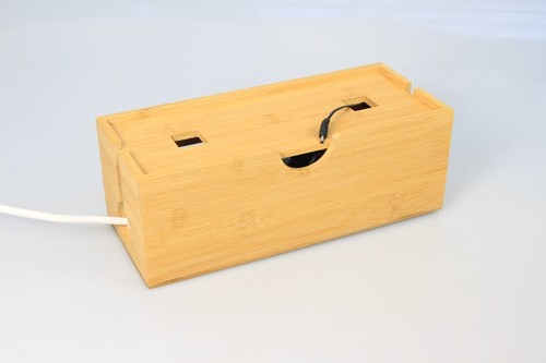Bamboo cable tidy box wire - box,
