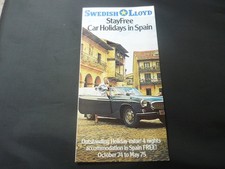 Swedish Lloyd StayFree Car Holidays in Spain Leaflet 1975