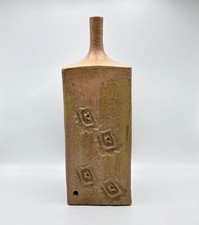 Huge MCM Studio Pottery Impressed Beige Drip Glaze Cuboid Floor Lamp Base