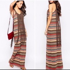 Ralph Lauren Denim & Supply Co RARE Fringed Boho Hippie Maxi Dress Ladies MEDIUM