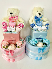 2 TIER NAPPY CAKE WITH CUDDLES