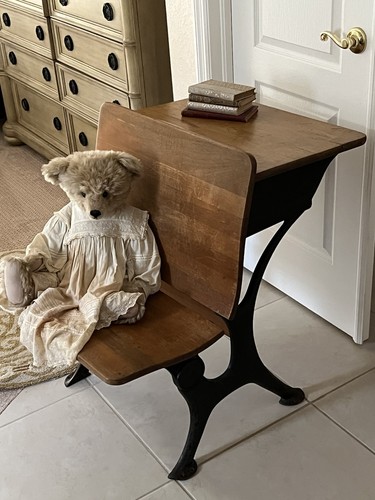 Antique school desk - , w/