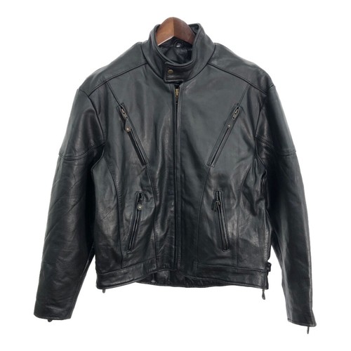 Leather racing jacket black - leather,