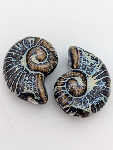 Glazed ceramic beads - ceramic, spiral