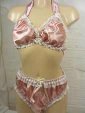 sissy DUSKY pink satin bra