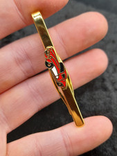 Vintage Gold Plated Enamel Tie Bar Clip - Old Classic Sports Car - Red Enamelled