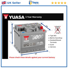 Car Battery YBX5063 Yuasa 063