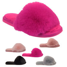 GIRLS FURRY SLIPPERS FAUX FUR KIDS SLIDERS CHILDRENS  SLIDE SUMMER SANDALS SHOE