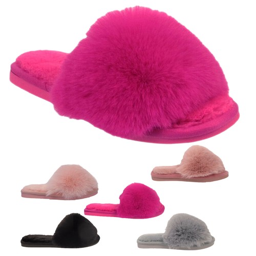 Girls furry slippers faux - girls,