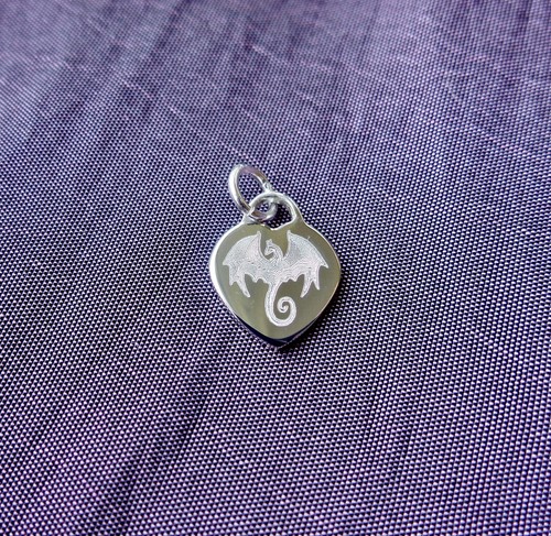 Dragon small heart tag - dragon,