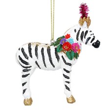 Gisela Graham Zebra Christmas Decoration Jungle Carnival Animal Hanging Ornament