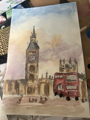 London big ben watercolour - london,