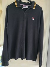 Fila Monte Vintage Long Sleeved Polo T-Shirt 80s Retro Medium Mens