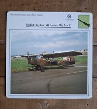 British Taylorcraft Auster - Recon & observation - Warplanes Collectors Card.