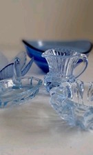 Joblot Of Early And Mid 20th Century Pale Blue Glass Incl Bagley Glass