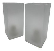 IKEA GRÖNÖ Table Lamp Pair Frosted Glass Square Modern Bedside Lights - H4 O767