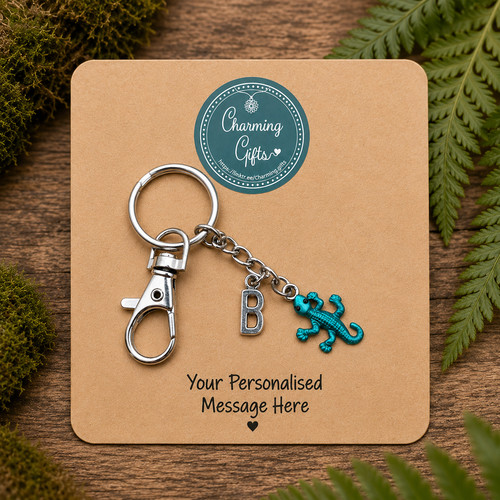 Green gecko keyring - green,