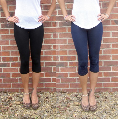 Cropped cotton leggings - 3/4,