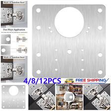 12x Stainless Steel Hinge Repair Fixing Plate for Cabinet Kitchen Wardrobe Door