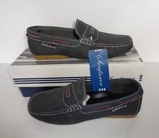 Mens Leather Casual Navy Slip On Shoes Boat Deck Moccasin Trainers UK Size 7