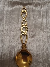 Vintage Solid Brass Welsh Loving Spoon Approximately 19 cm X 5cm