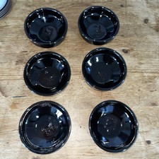 Set of 6 x part Black Glazed/Glossy and Terracotta Dishes Pots dia 12cm