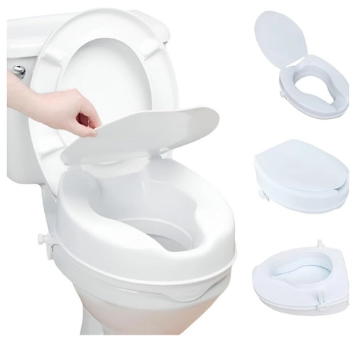 Raised toilet seat with lid - raised, 4"