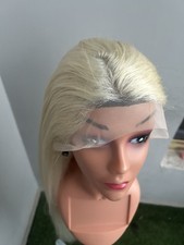 Human Hair Blend Wig 30 Inches Blonde Straight