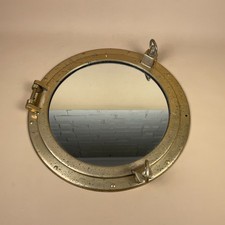 Vintage Brass Porthole Wall Mirror Nautical Maritime Ship Style Large Round
