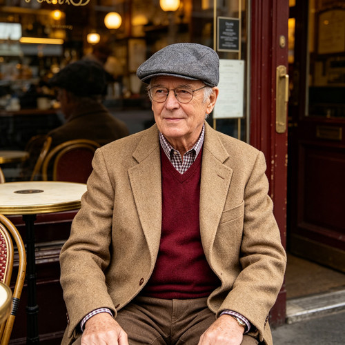 Tweed flat cap herringbone - tweed,