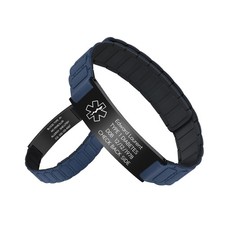 Medical Alert Bracelet for Men Personalised Safety ID Wristband Adjustable Strap