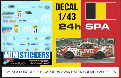 Decal 24h spa 1992 - 92, 1/43