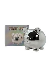 12 CM METALLIC PIG MONEY BANK SILVER / GOLD / PINK PIGGY MONEY BOX NEW GIFT BOX