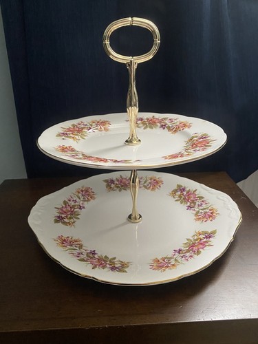 Vintage bone china cake stand - bone,