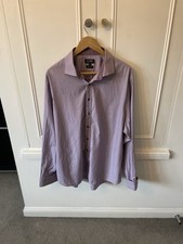 JEFF BANKS STVDIO Shirt Mens 18 Fits as XL Long Sleeve Cuff  Purple