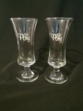 Vintage Pony Elgin Schooner Glasses - Pair (2) - 1960's - 6" Tall - 4.5oz - VGC