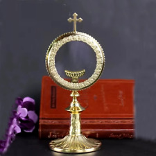 Holy Reliquary Christian Monstrance Budded Cross Top with Removable Luna Holy Bo