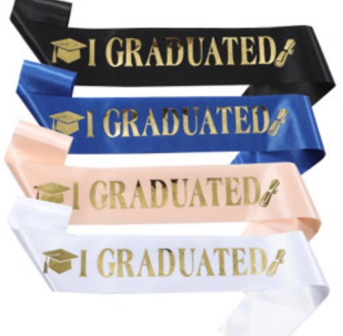 Graduation sash black white - black,