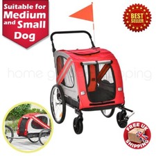 Medium Dog Bike Trailer Pushchair Carrier Stroller Jogging Kit Pet Bicycle Ride