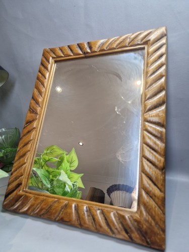 Vintage dark pine carved wall - dark,
