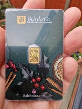 Baird And Co 1g 999 Gold Minted Christmas Bar In Card With Assay