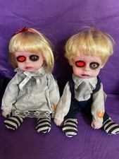 Haunted Dead Girl & Boy Animated Sitting Dolls Halloween Decoration Doll Prop